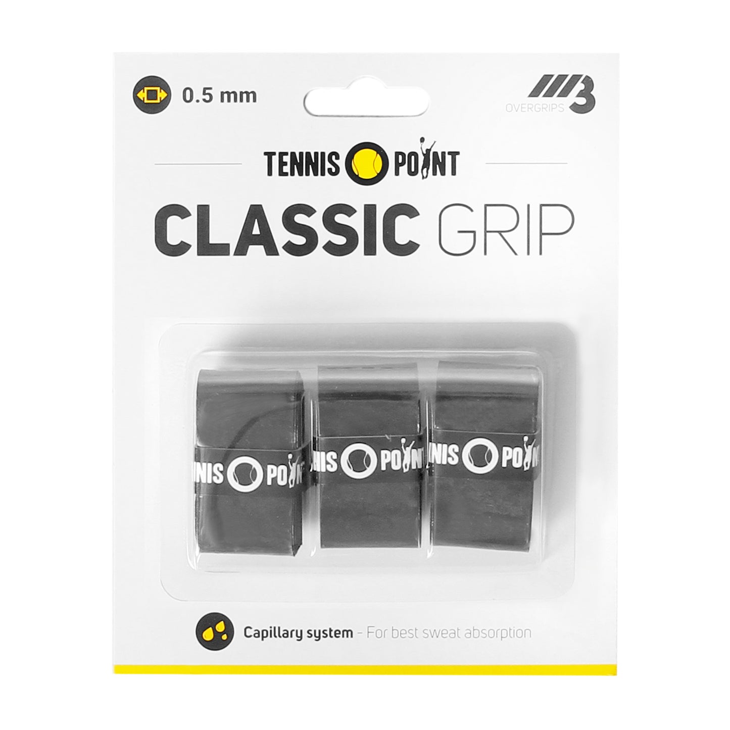 Tennis-Point Classic Grip 3er Pack - schwarz Tennis-Point Classic Grip 3er Pack - schwarz