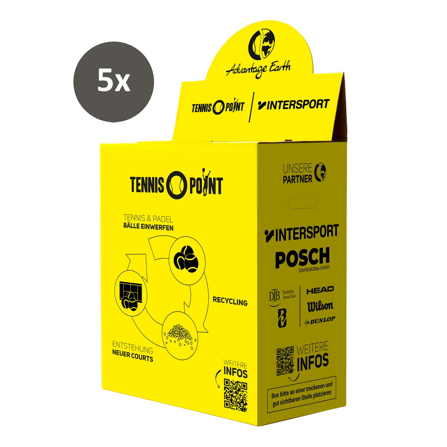 Tennis-Point Advantage Earth® Box 5er Pack - gelb, schwarz Tennis-Point Advantage Earth® Box 5er Pack - gelb, schwarz