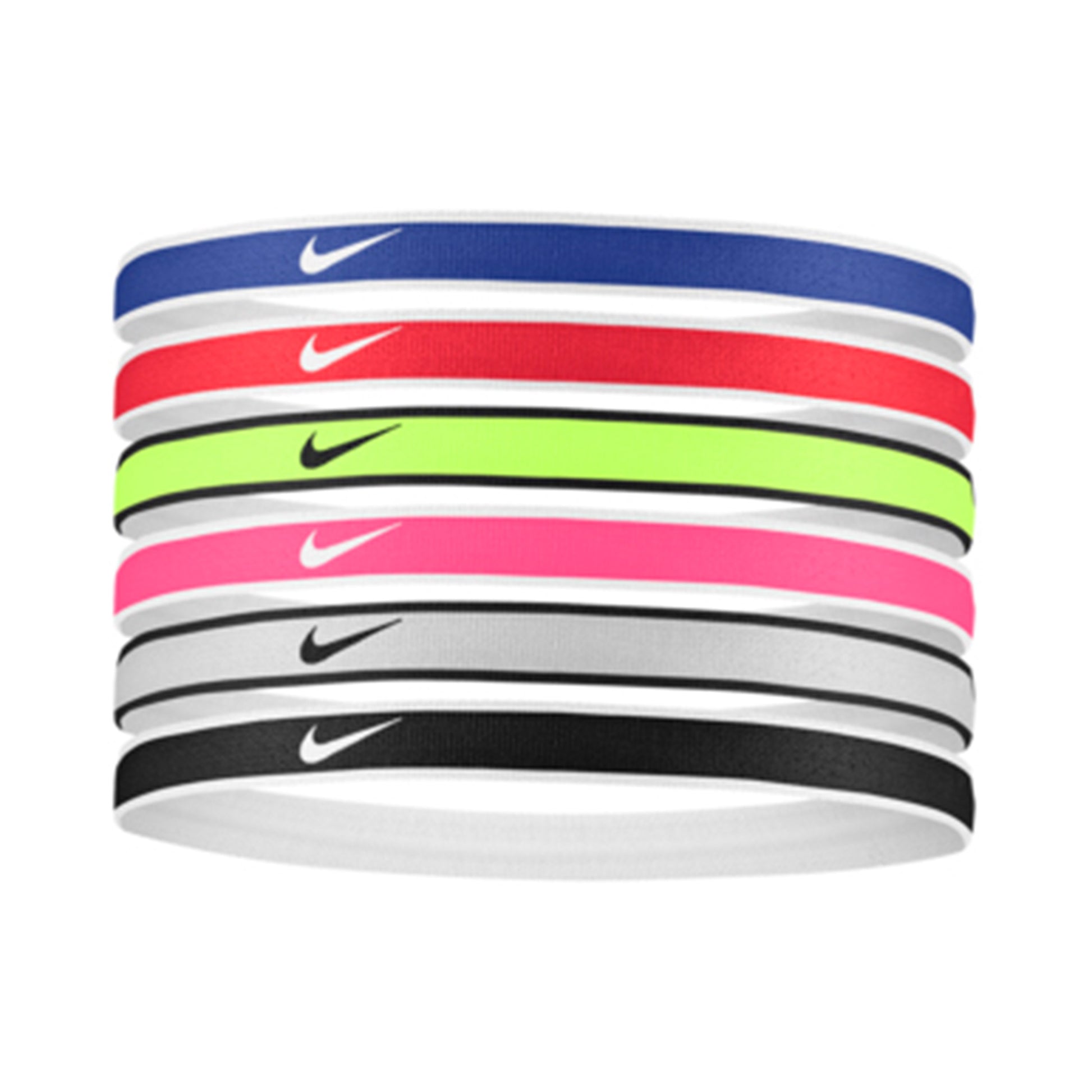 Nike Swoosh Sport Tipped Haarband 6er Pack-Rot,Blau