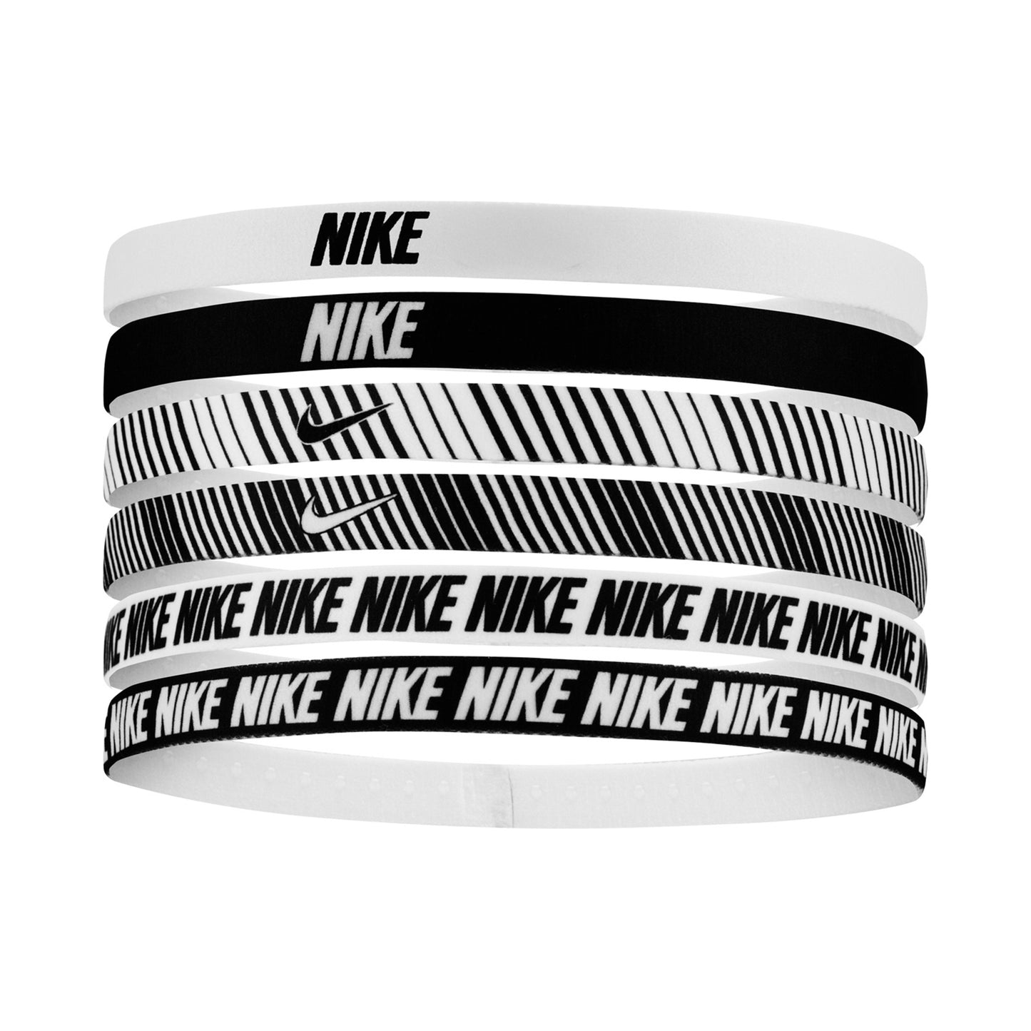 Nike Nike Flex Classic Printed Haarband 6er Pack-Weiß,Schwarz