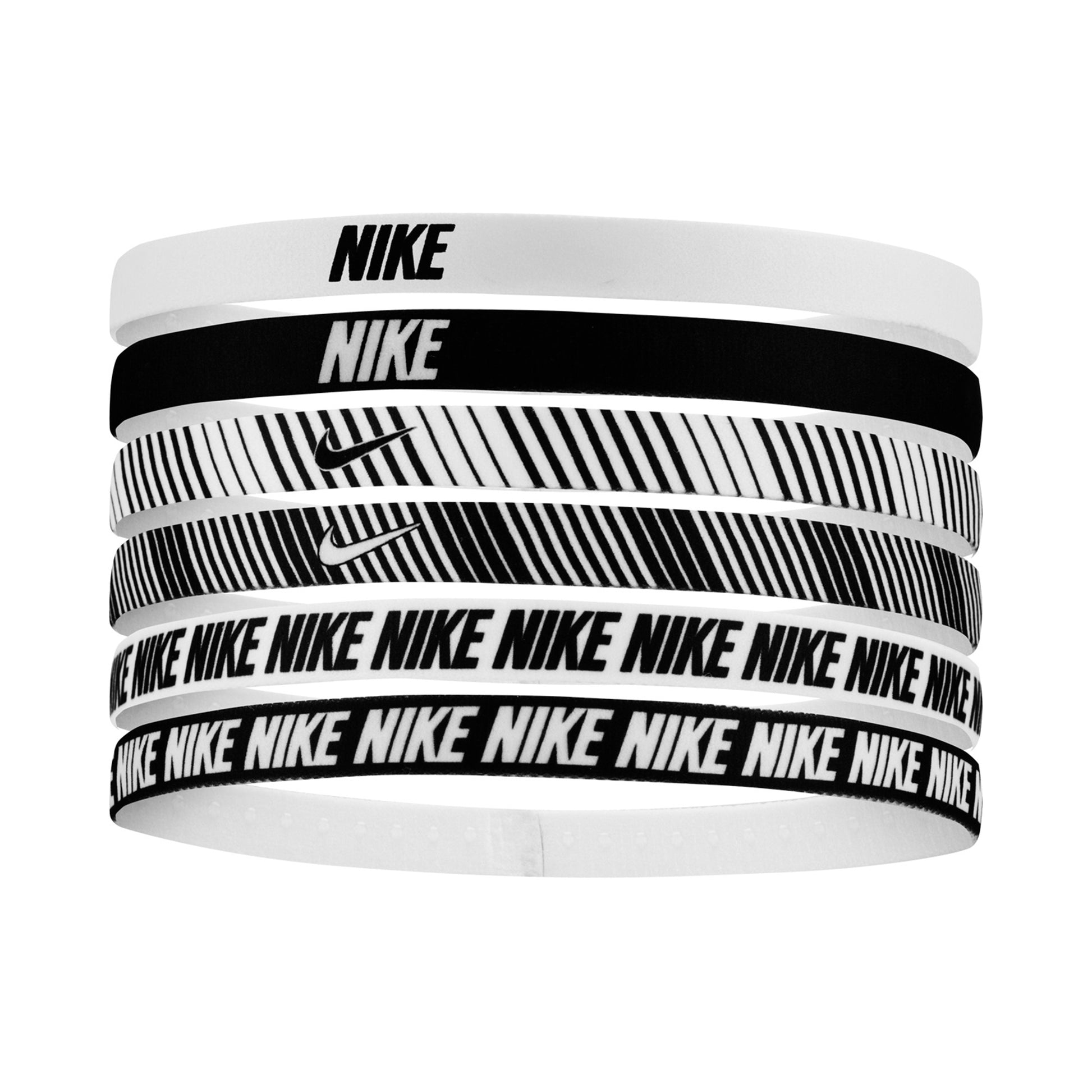 Nike Nike Flex Classic Printed Haarband 6er Pack-Weiß,Schwarz