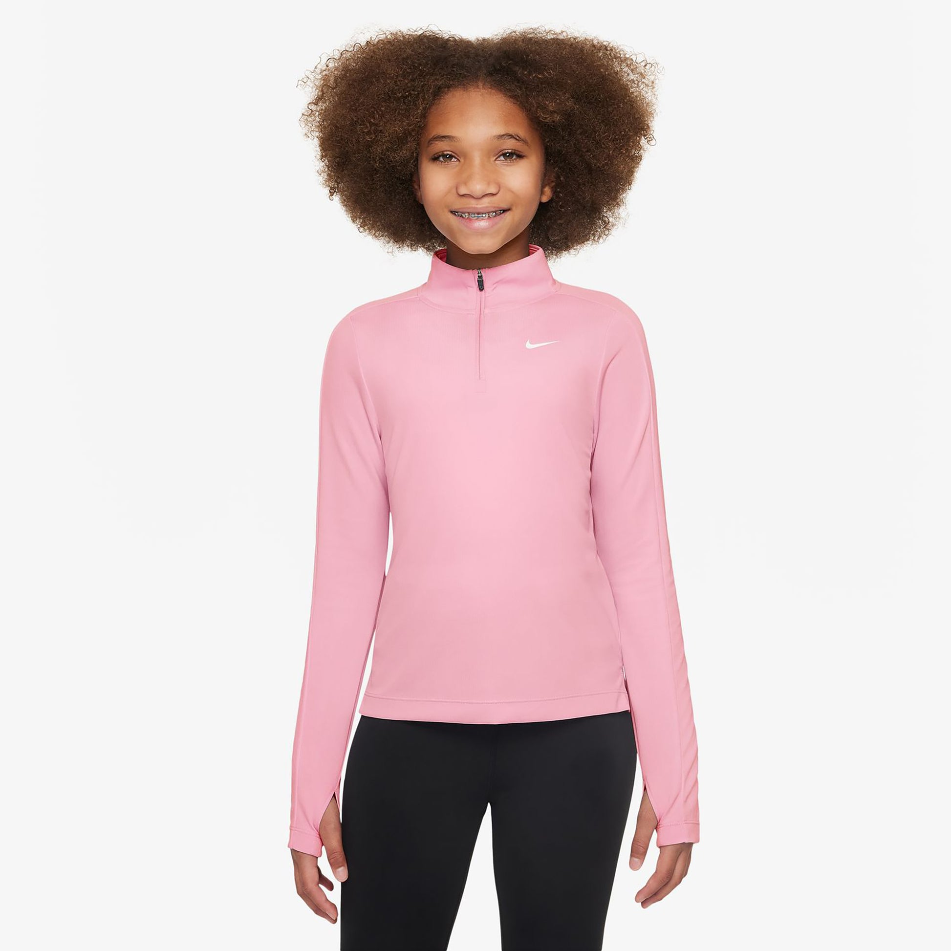 Nike Dri-Fit Half-Zip Longsleeve Mädchen-Rosa