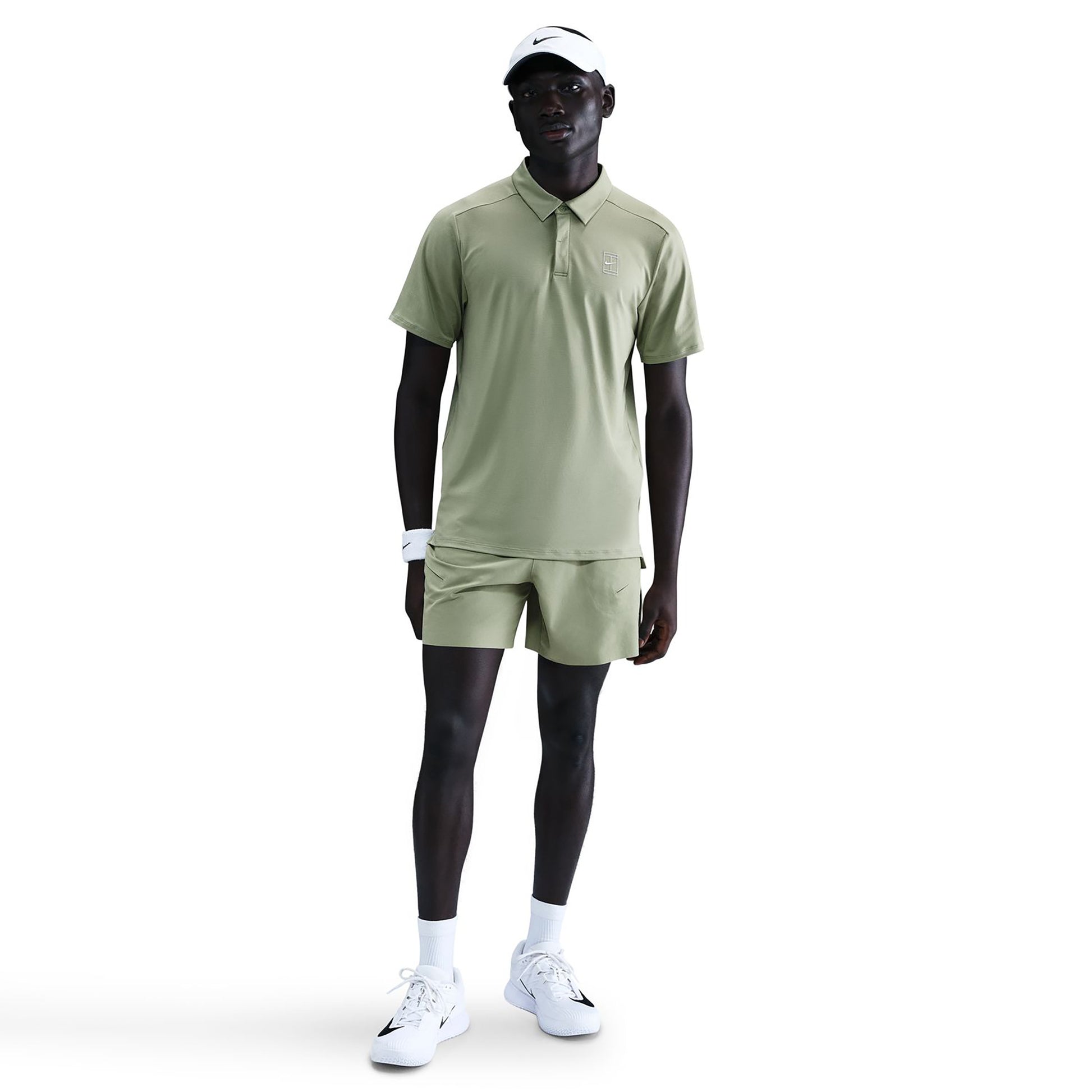Nike Court Dri-FIT Advantage Polo Herren - oliv, weiß