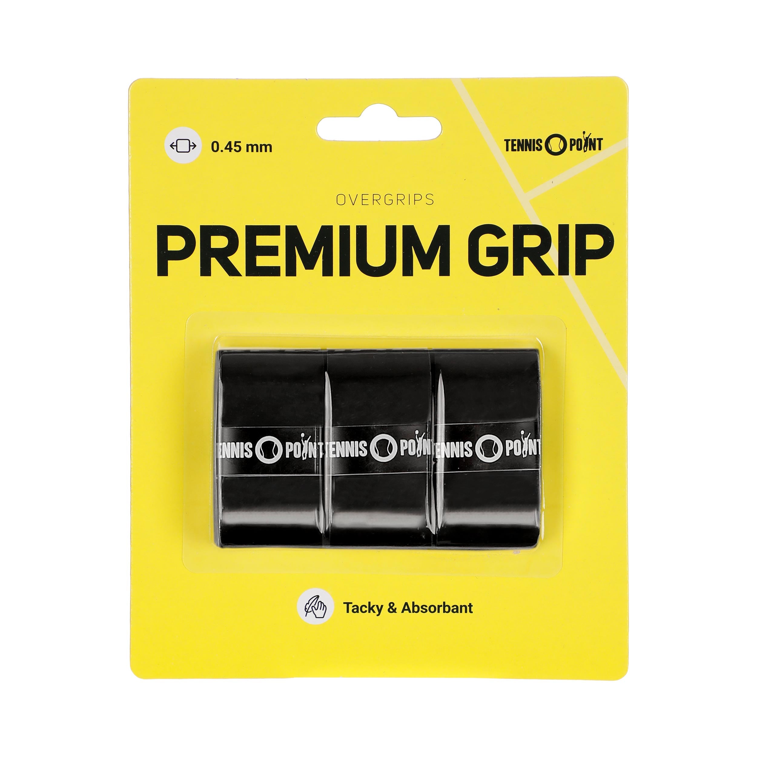 Tennis-Point Premium Grip 3er Pack-Schwarz