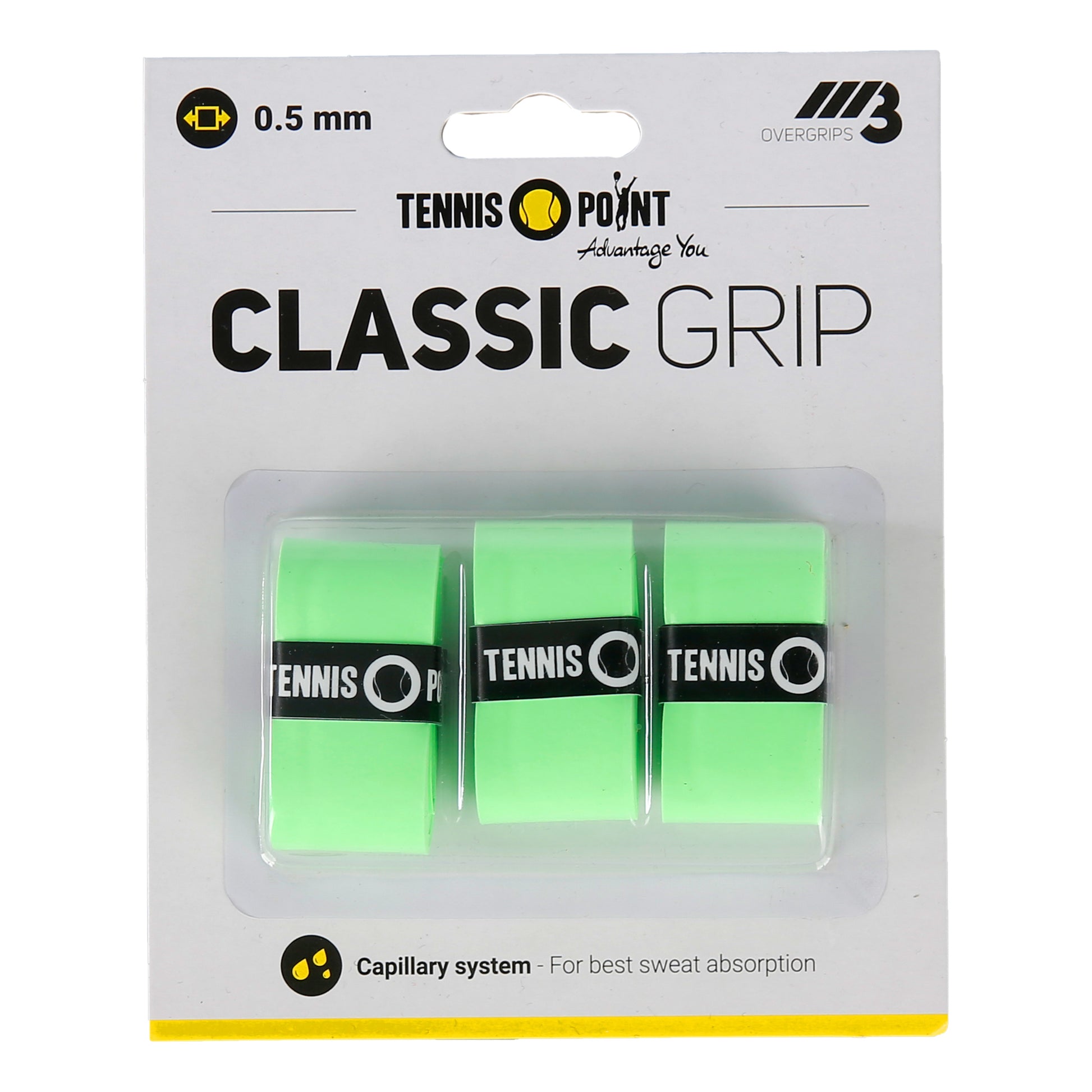 Tennis-Point Classic Grip 3er Pack - grün