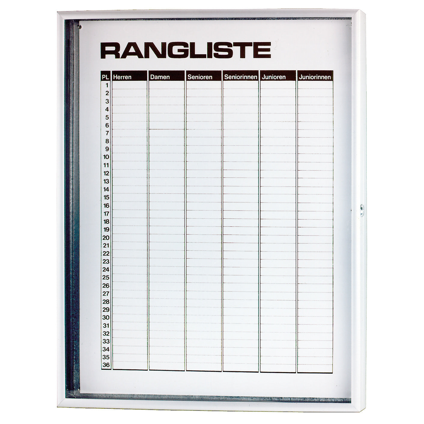 Ranglisten-Magnettafel 6 Ränge Mit Scheibe,Abschließbar Rangliste-Weiß ...