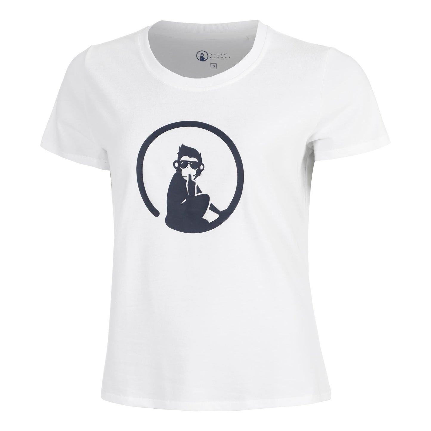 Quiet Please Trainings T-Shirt Damen-weiß