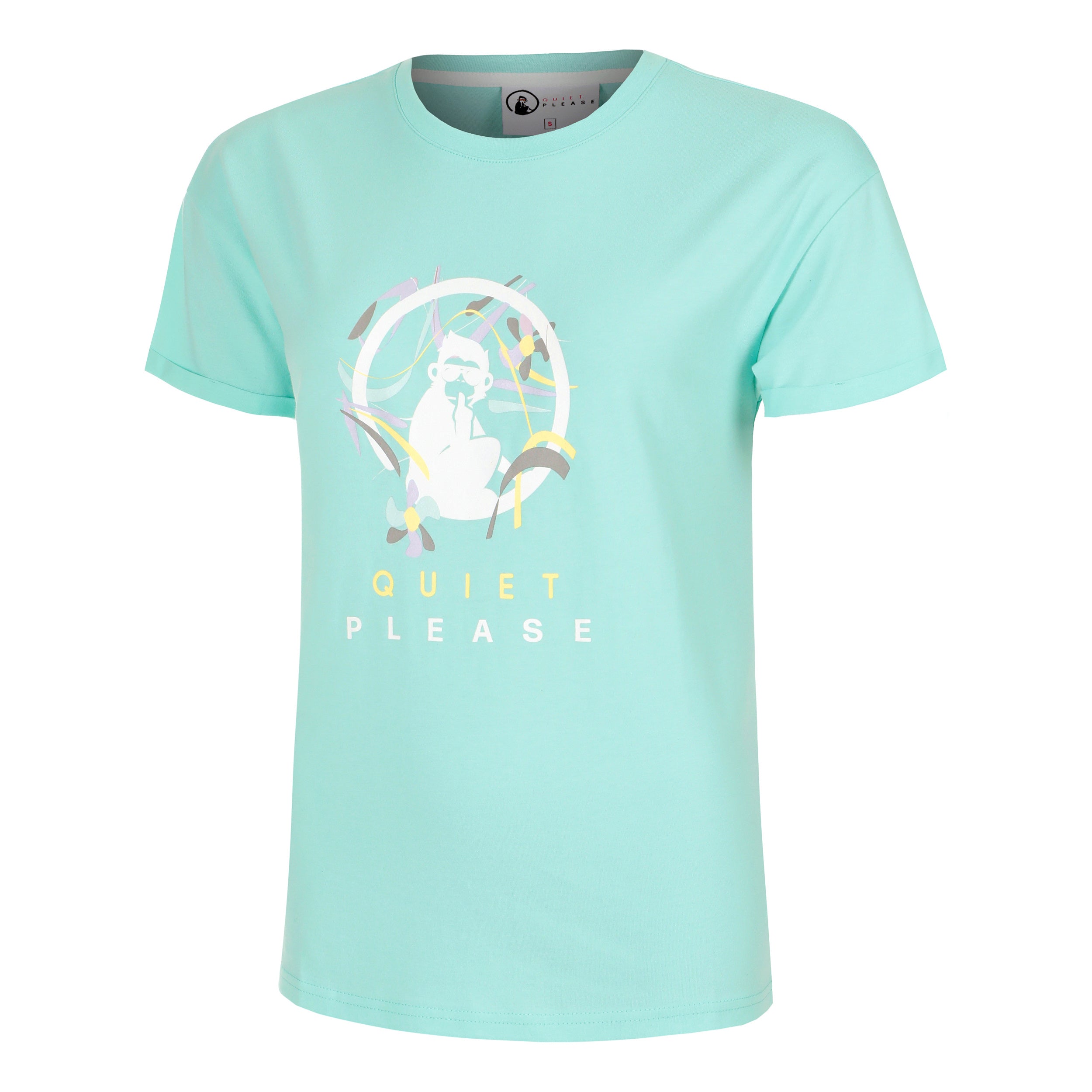 Quiet Please Wild Sketchy T-Shirt Damen-Türkis,Mehrfarbig
