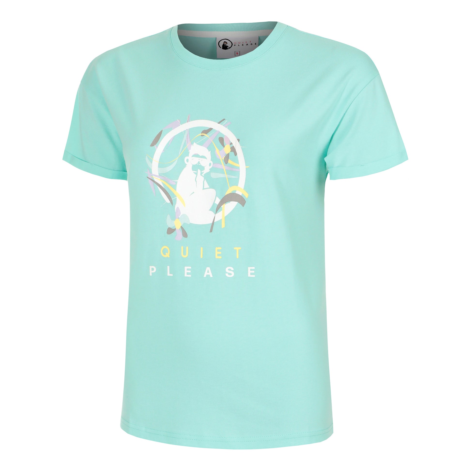 Quiet Please Wild Sketchy T-Shirt Damen-Türkis,Mehrfarbig