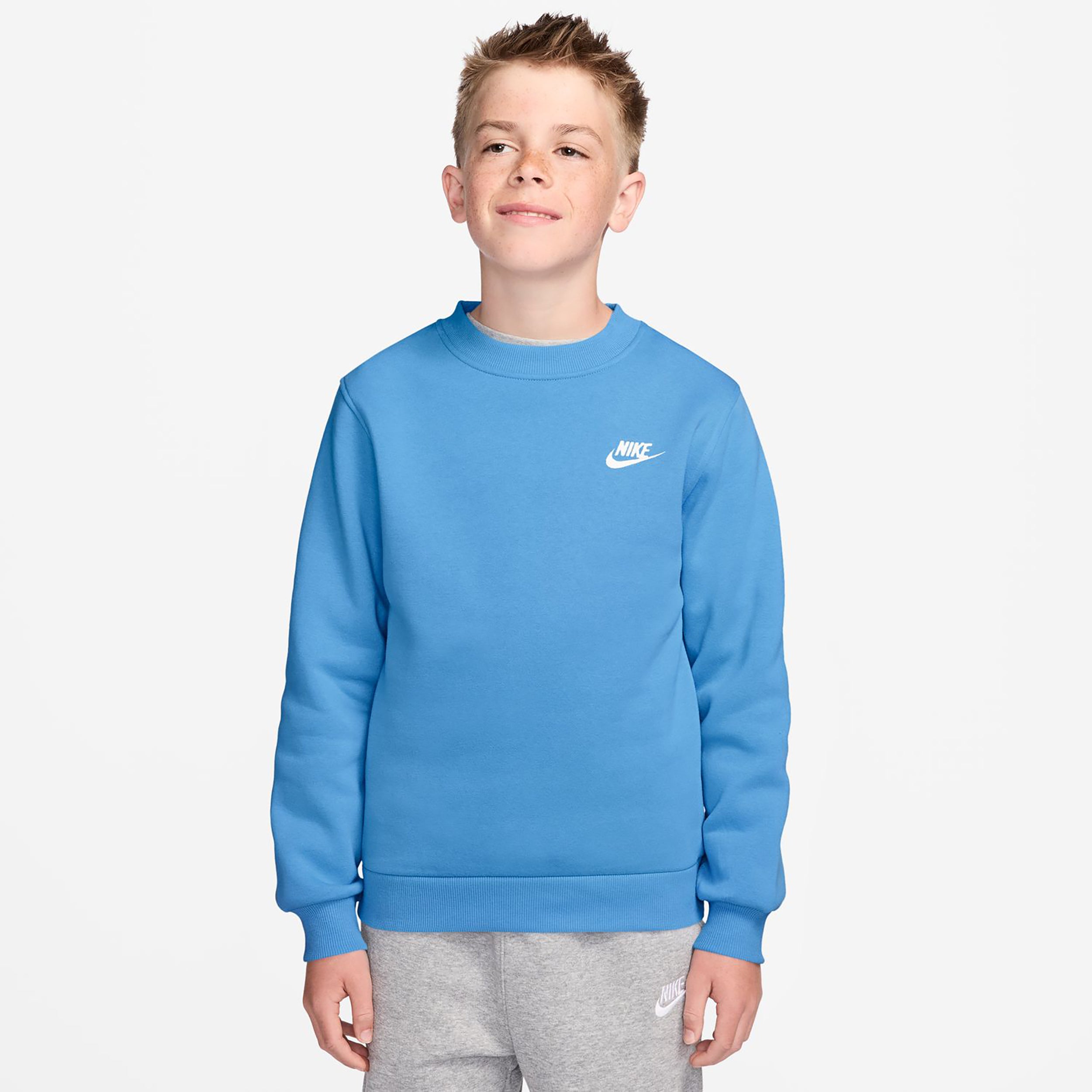 Nike Club Fleece Sweatshirt Kinder - hellblau, weiß