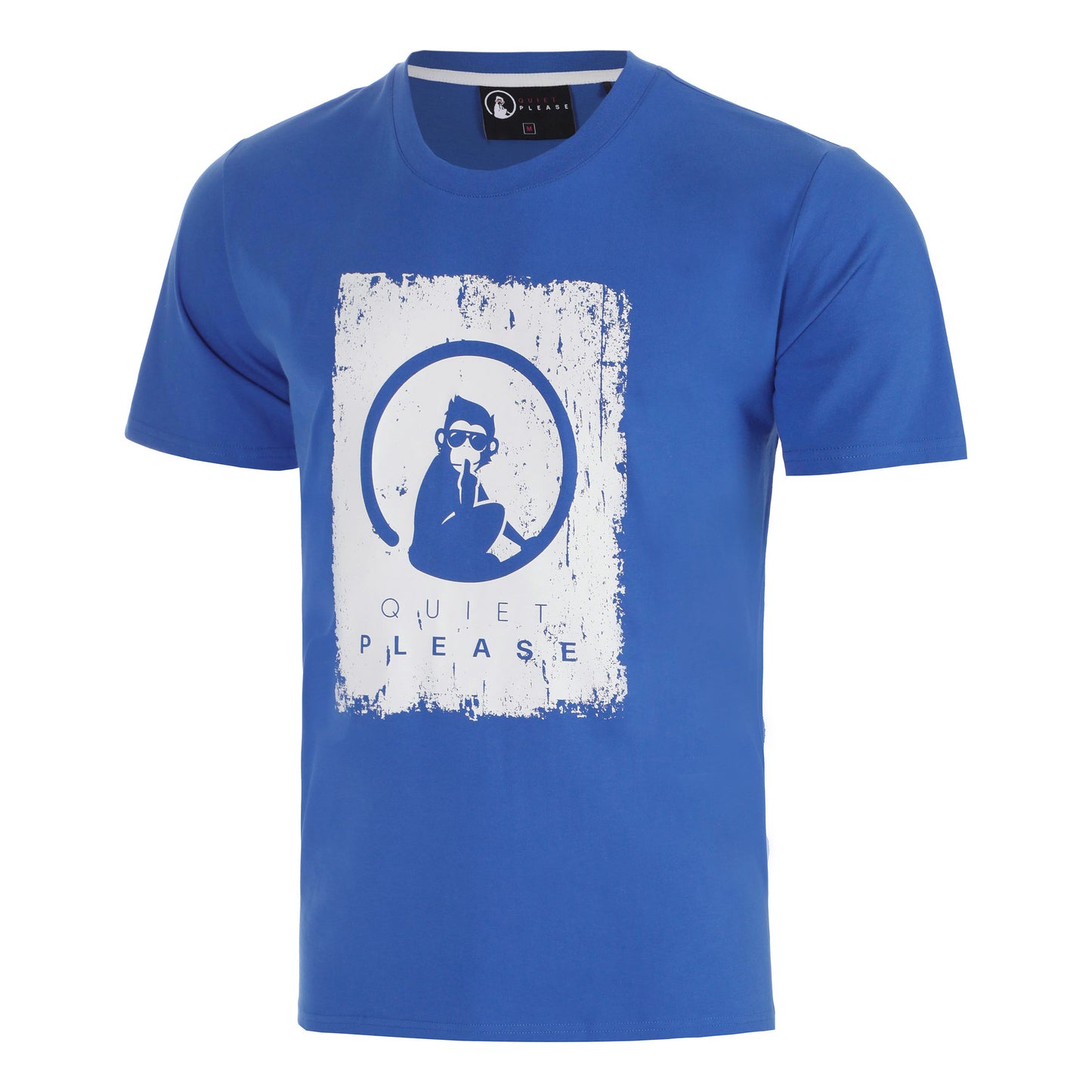 Quiet Please Crush Scraped T-Shirt Herren-blau, weiß