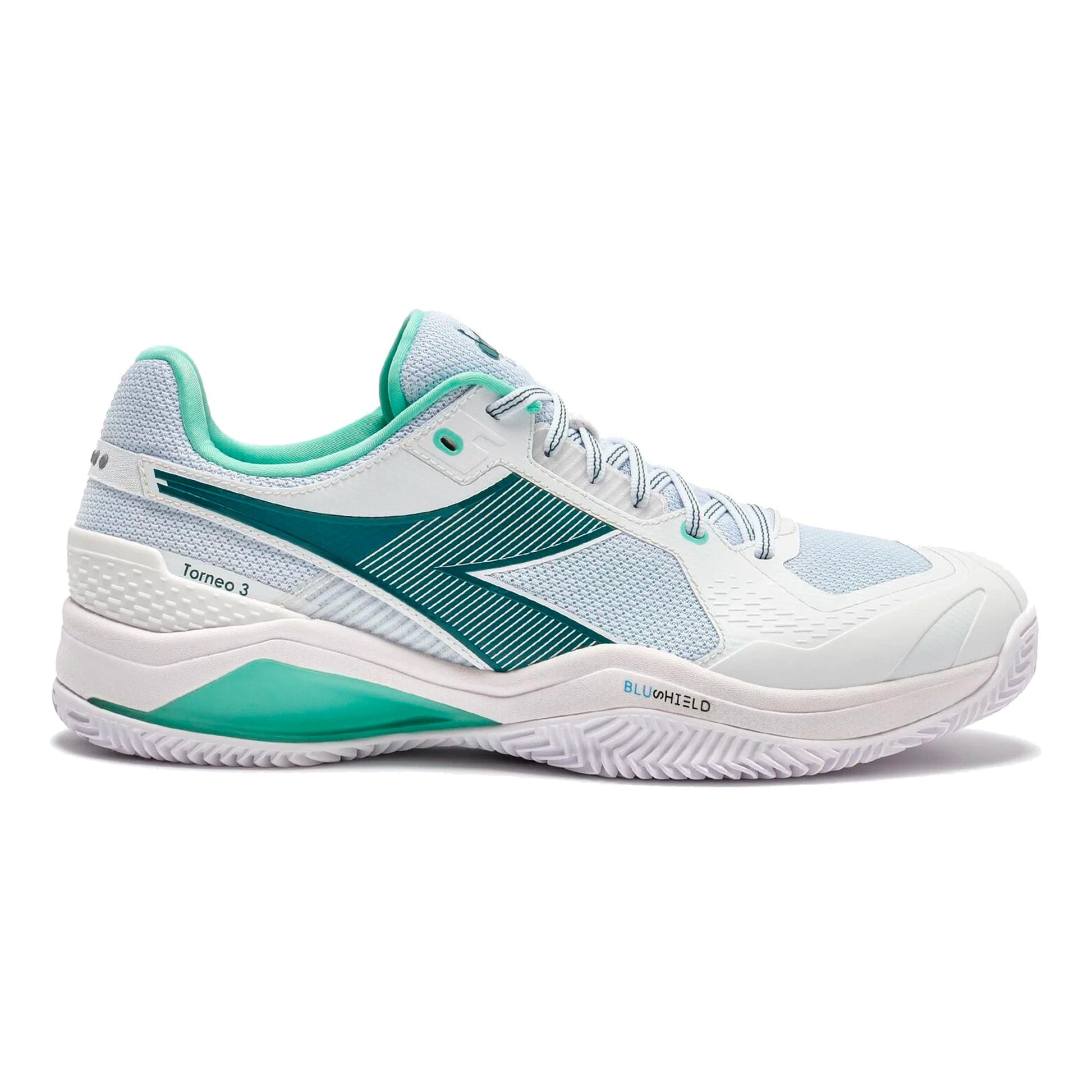 Diadora Blushield Torneo 3 Sandplatzschuh Herren-weiß, petrol
