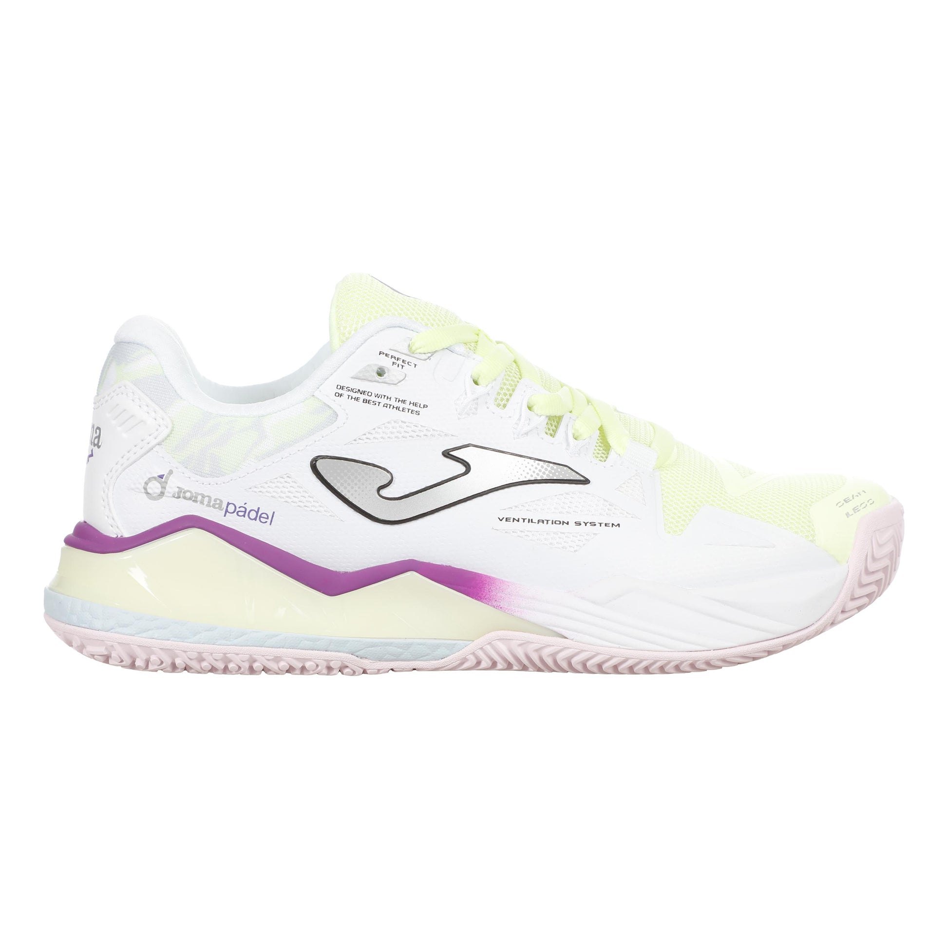 Joma Spin Padelschuh Damen - weiß, limette