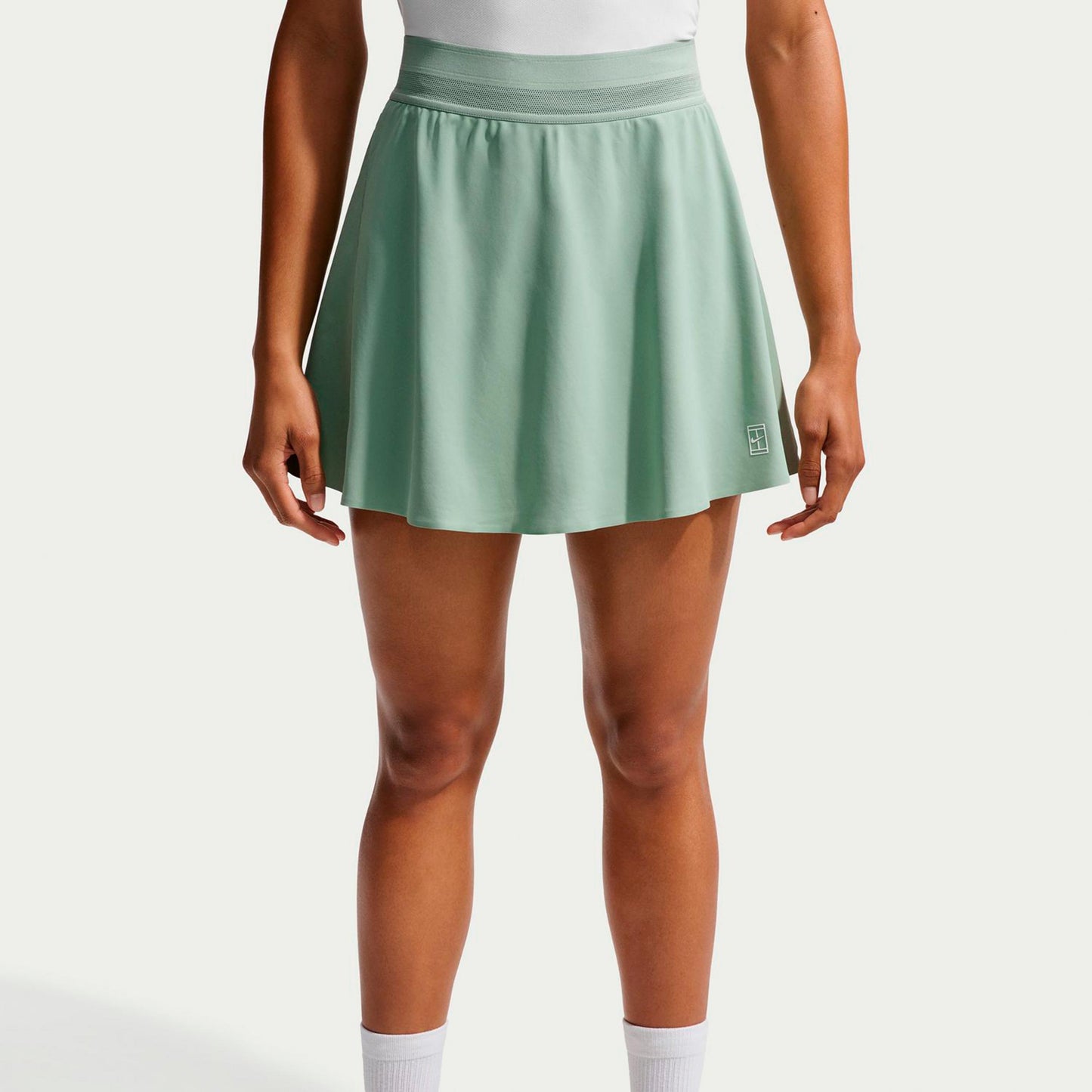 Nike Court Dri-FIT Advantage Ace High Rise Rock Damen - graugrün, weiß