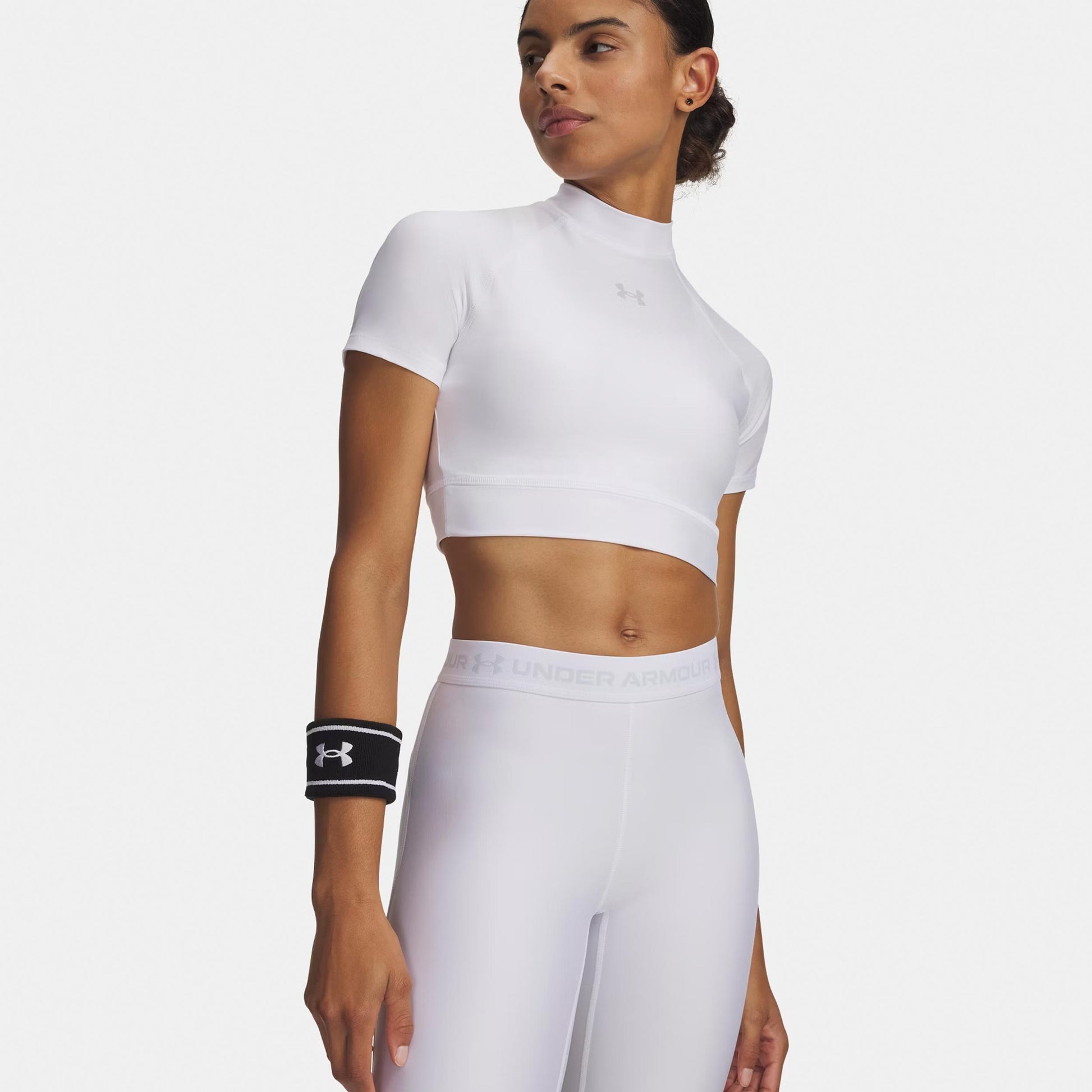 Under Armour HeatGear Crop T-Shirt Damen-weiß, grau