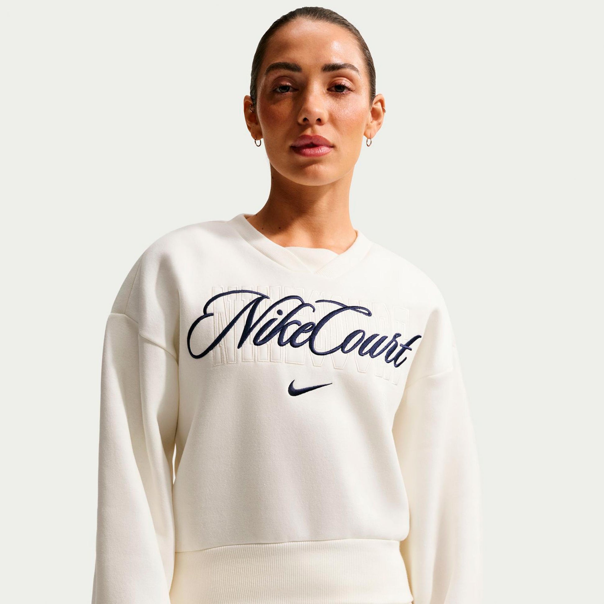 Nike Court Fleece Crew Sweatshirt Damen-creme, dunkelblau