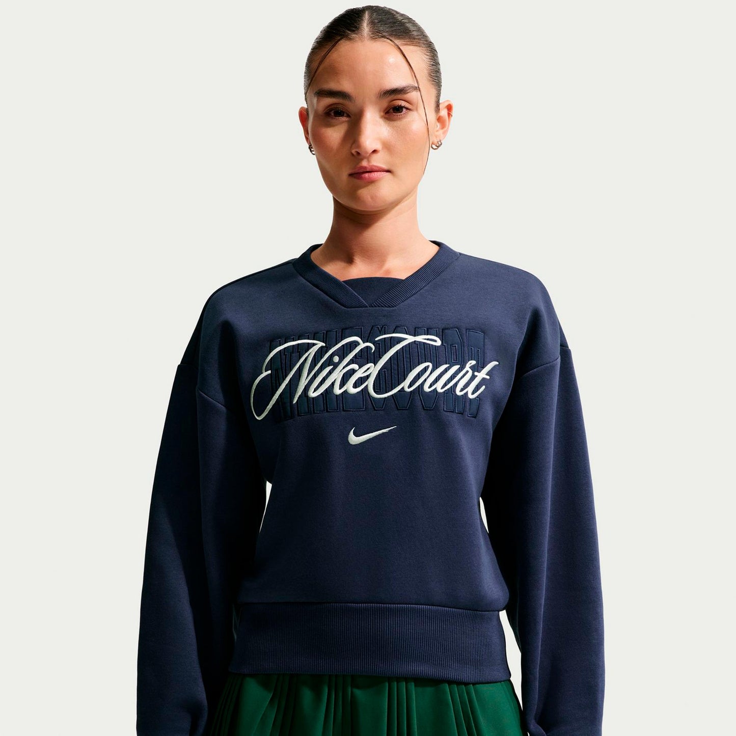 Nike Court Fleece Crew Sweatshirt Damen-dunkelblau, creme