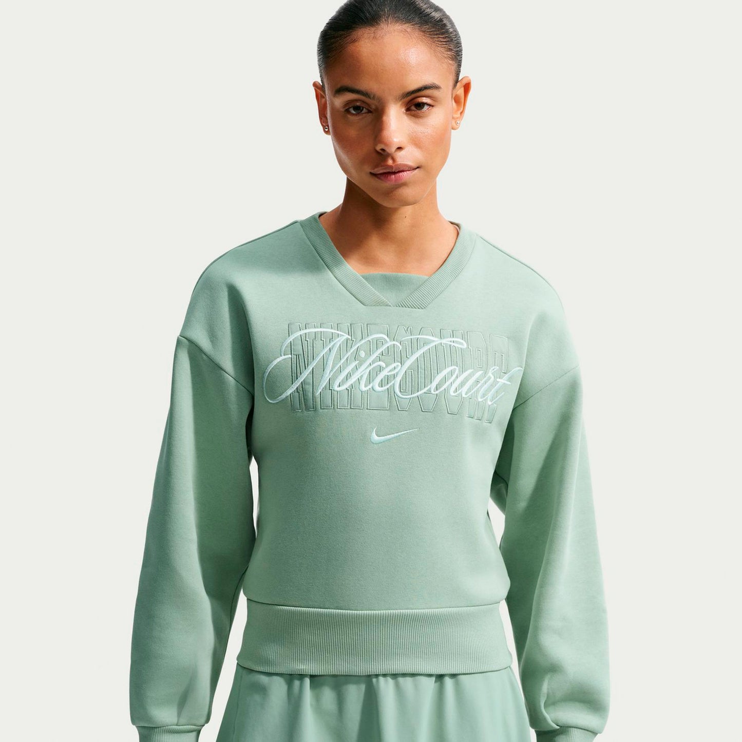 Nike Court Fleece Crew Sweatshirt Damen - graugrün, grün