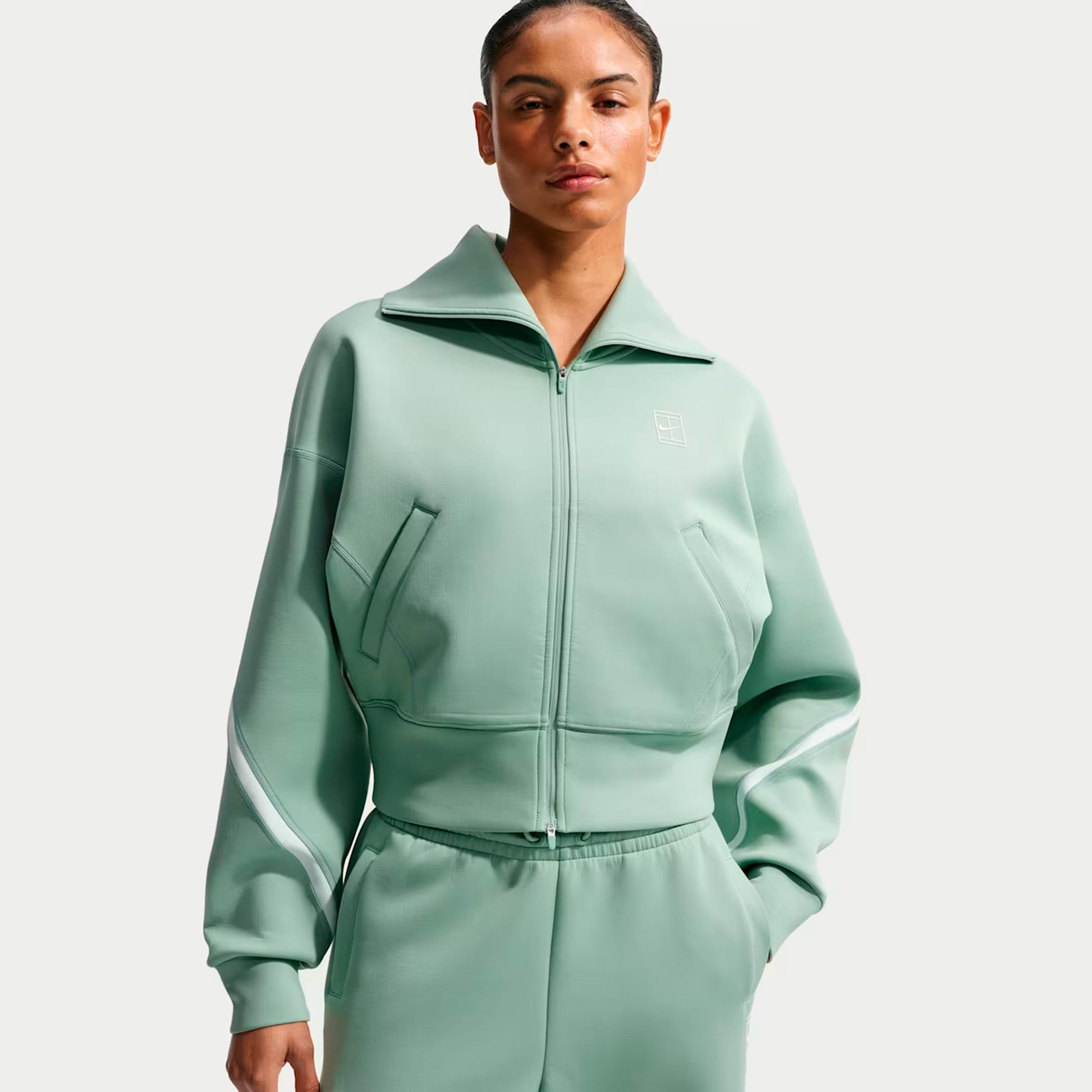Nike Court Dri-Fit Advantage  Trainingsjacke Damen - graugrün, weiß