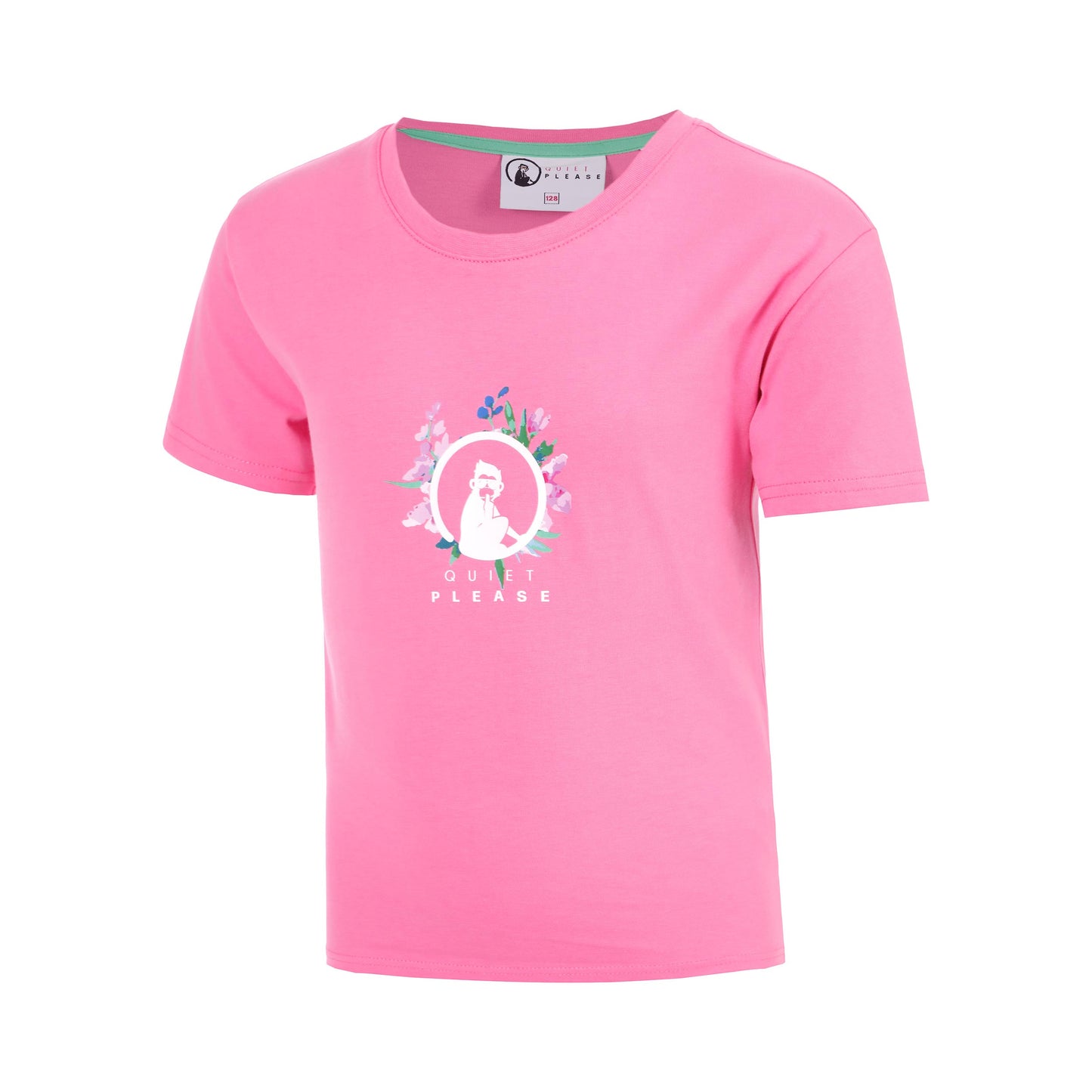 Quiet Please Joy Flower Logo T-Shirt Mädchen-pink, weiß
