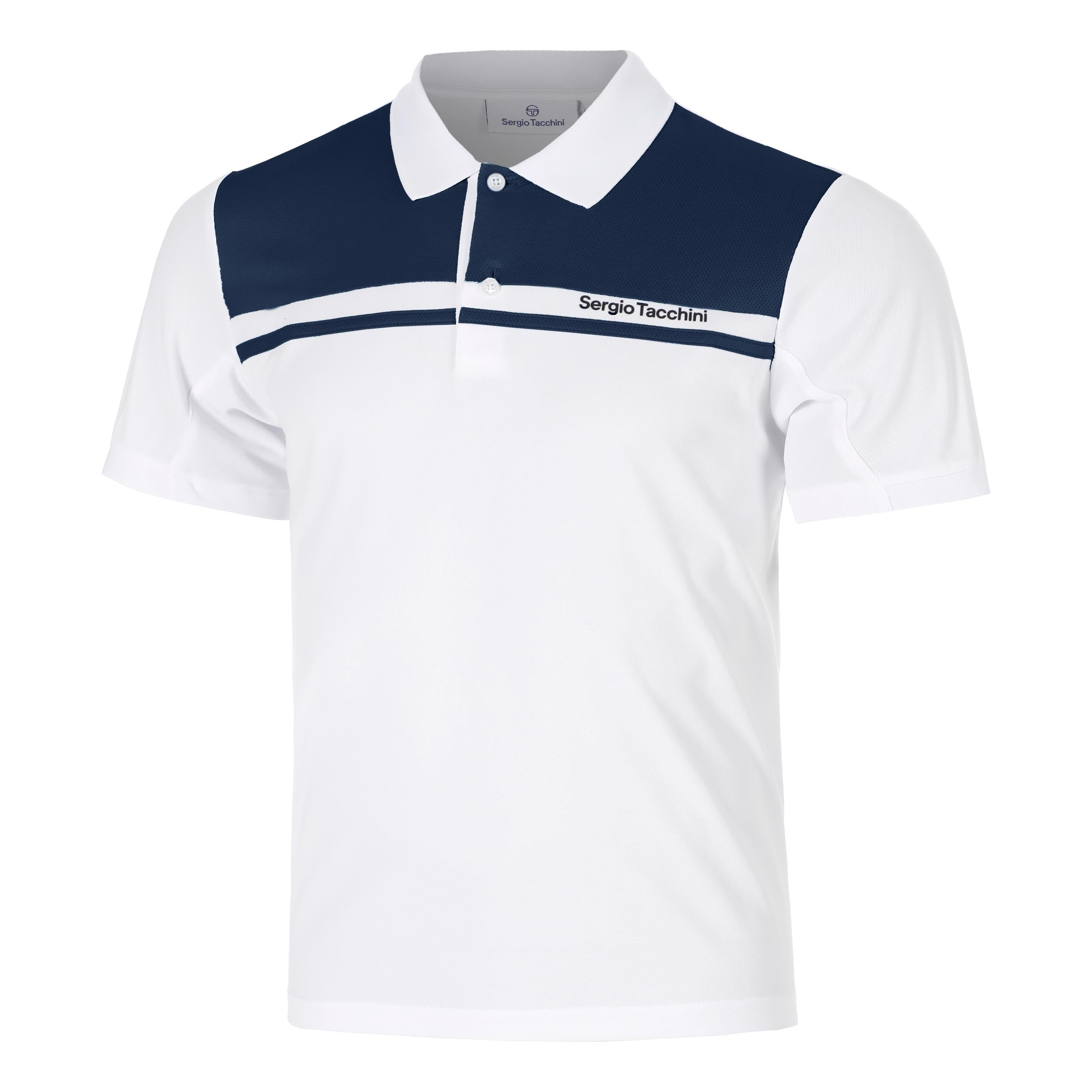 Sergio Tacchini Riflesso Polo Herren - weiß, dunkelblau