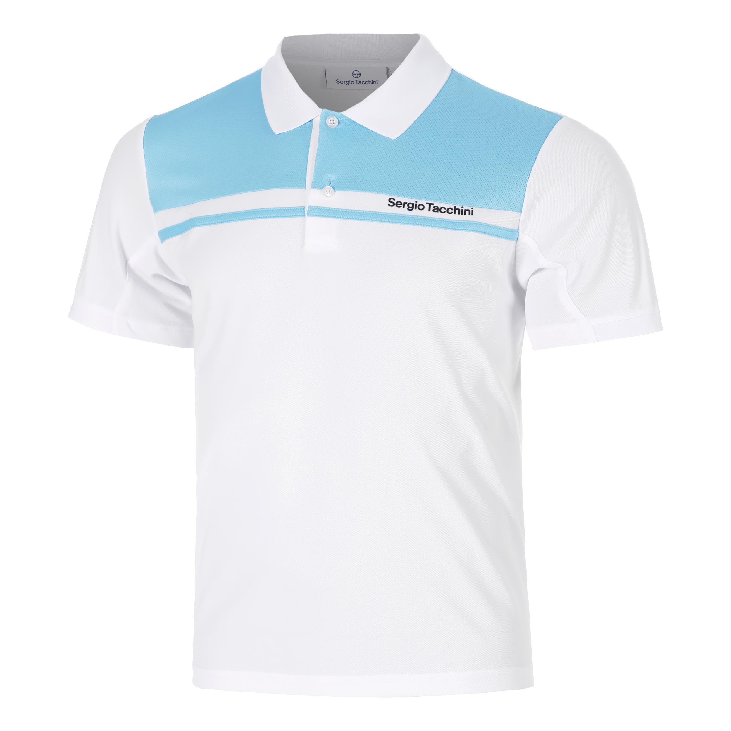 Sergio Tacchini Riflesso Polo Herren - weiß, hellblau