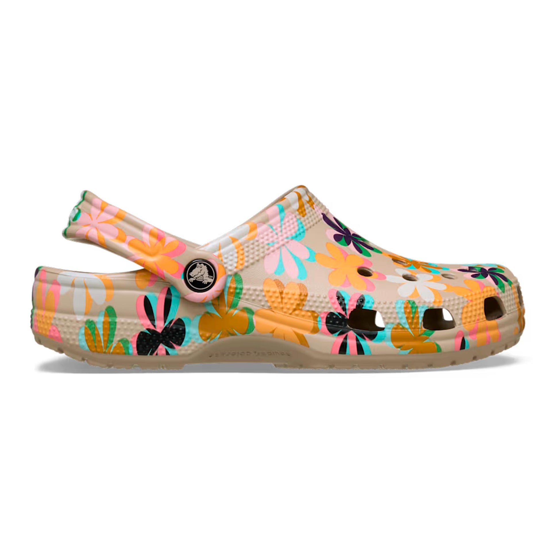 Crocs Classic Graphic Clog Badelatschen Damen - beige, mehrfarbig