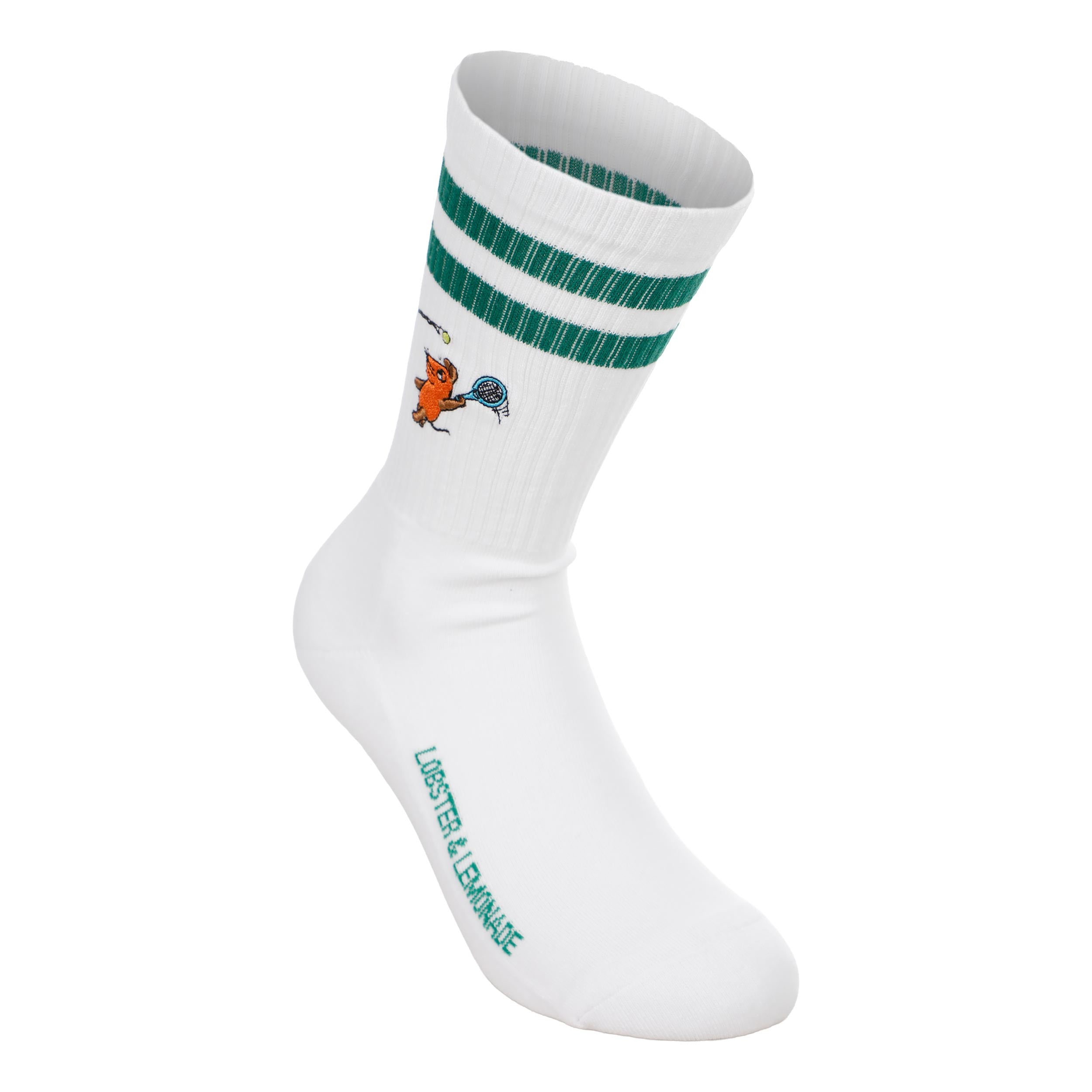 Lobster & Lemonade Maus Tennis Sportsocken Unisex - weiß, grün