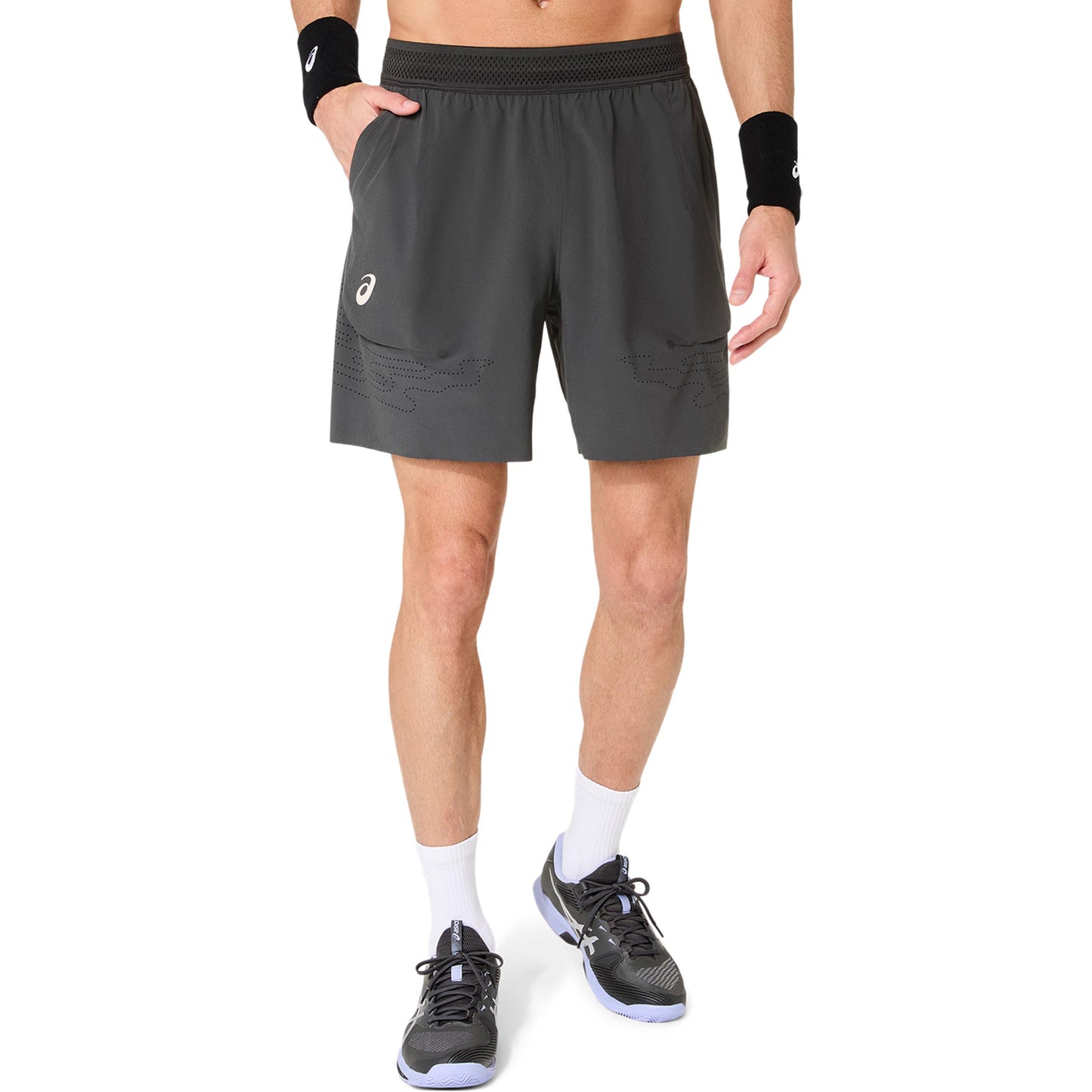 ASICS Match Laser Cut 7in Shorts Herren - dunkelgrau, dunkelblau