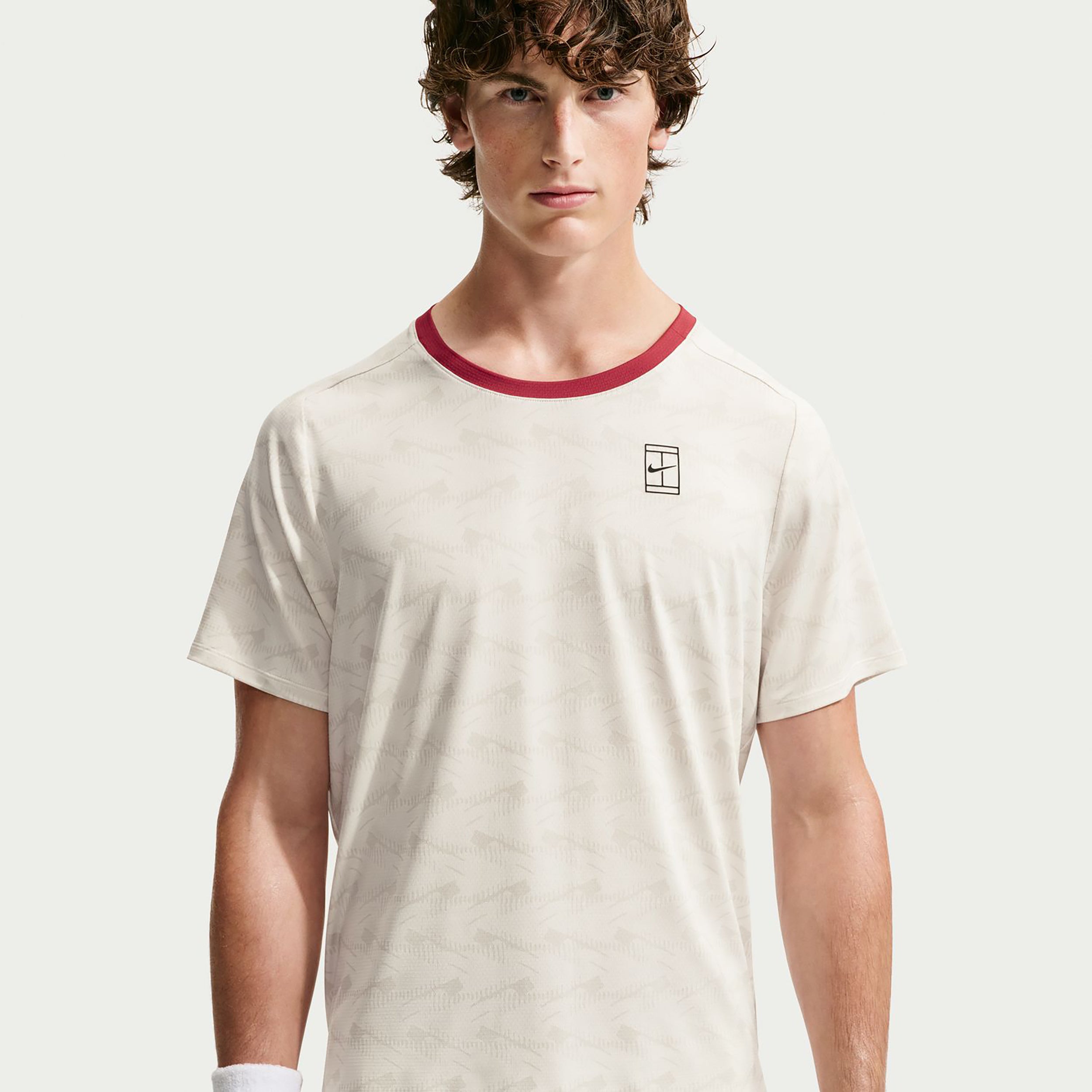 Nike Court Advantage T-Shirt Herren - creme, rot