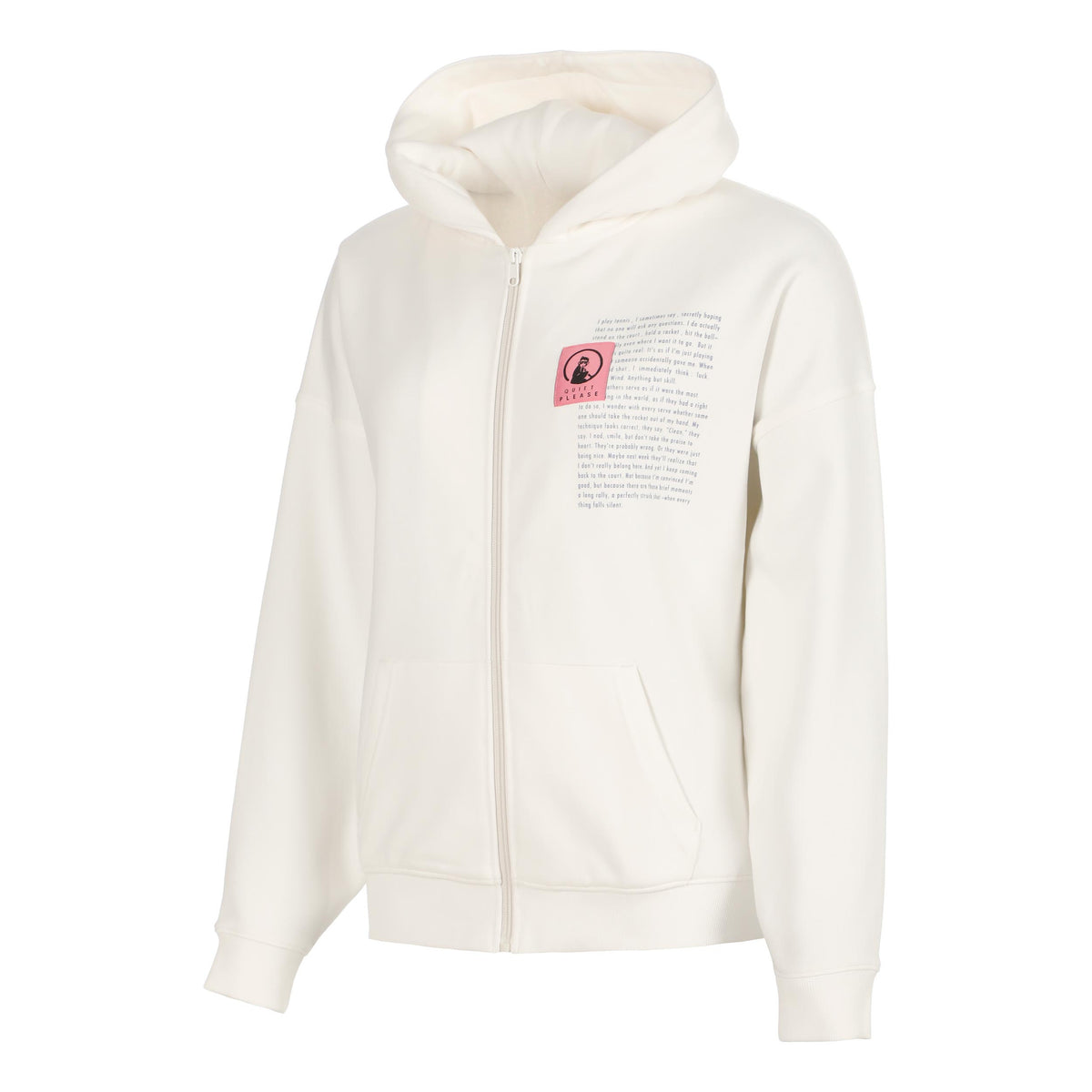 Quiet Please Thoughts Patch Oversize Sweatjacke Damen - creme