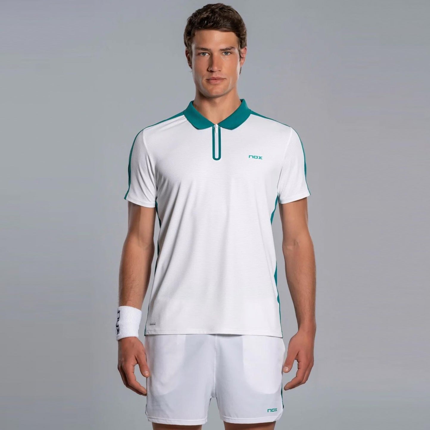 NOX Pro Polo Herren - weiß, blaugrün