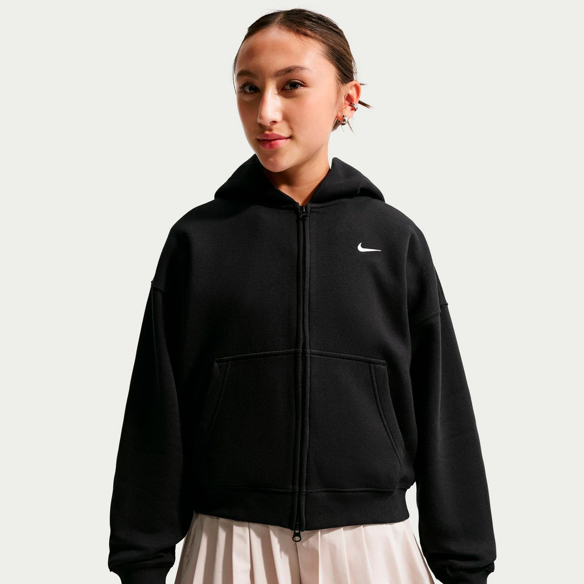 Nike Oversized Fleece Full-Zip Sweatjacke Mädchen - schwarz