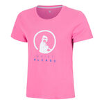 Quiet Please Tennisbekleidung Quiet Please Trainings T-Shirt Damen - pink, wei&szlig;