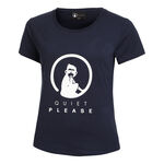 Quiet Please Bekleidung Quiet Please Baseline Logo T-Shirt Damen - dunkelblau, 