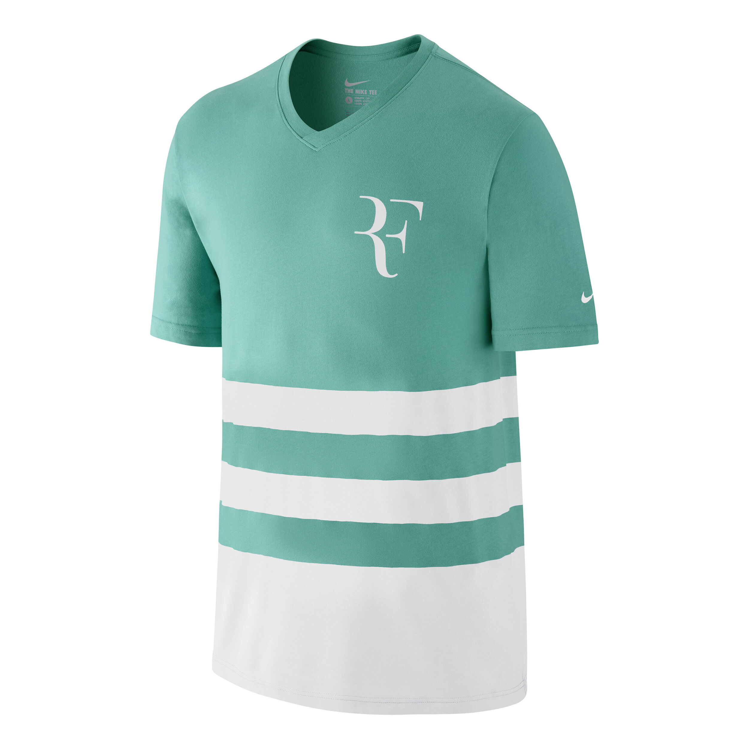 Roger Federer T Shirt Herren Turkis WeiB