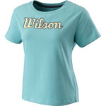 Wilson Bekleidung Wilson Sript Eco T-Shirt Damen-Blau,Gelb