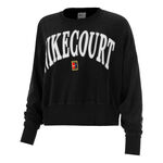 Nike Bekleidung Nike Court Heritage Fleece GFX Crew Sweatshirt Damen-Schwarz