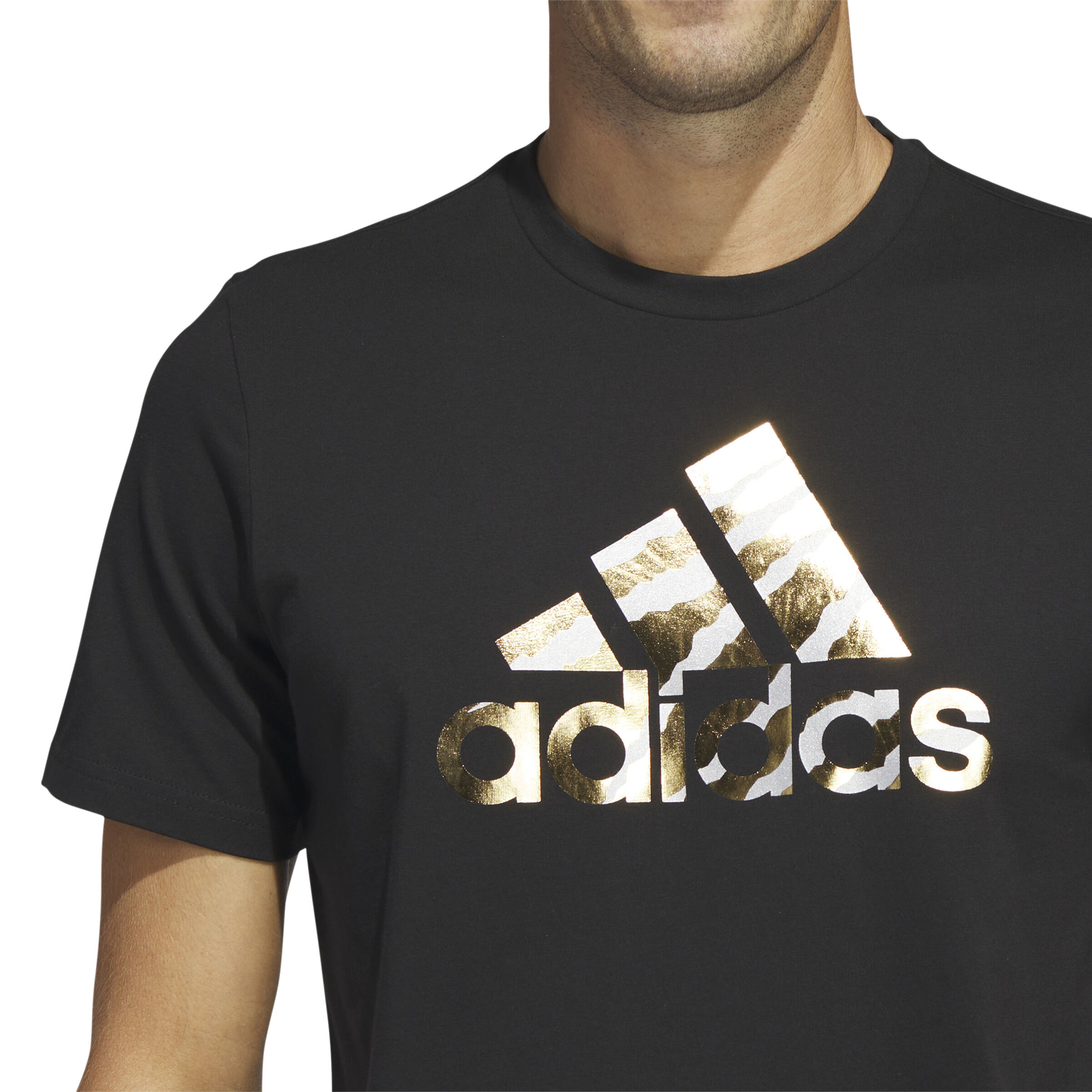 Adidas t shirt gold logo discount