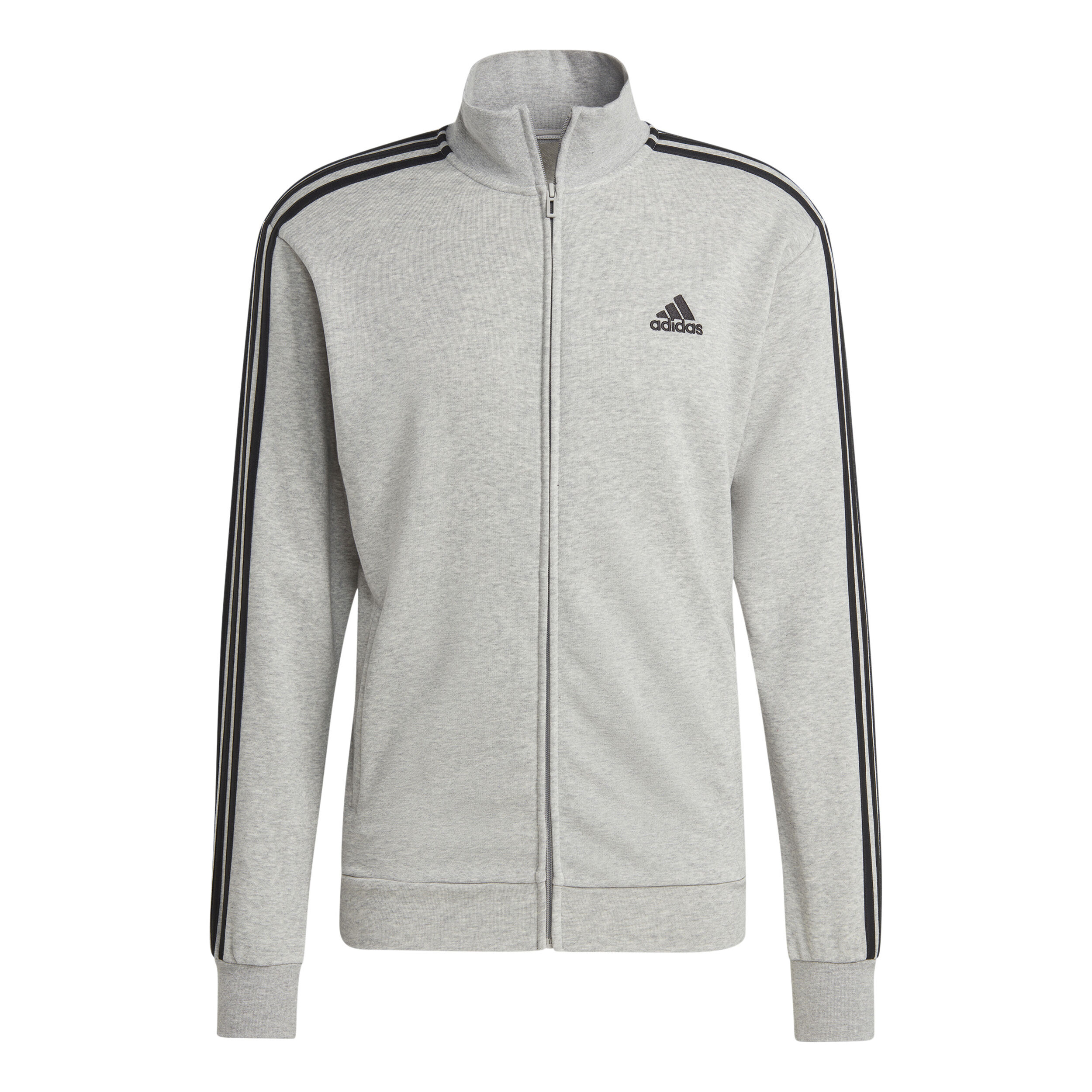 adidas Sportswear Basic 3 Stripes French Terry Trainingsanzug Herren Grau Schwarz online kaufen Padel Point DE