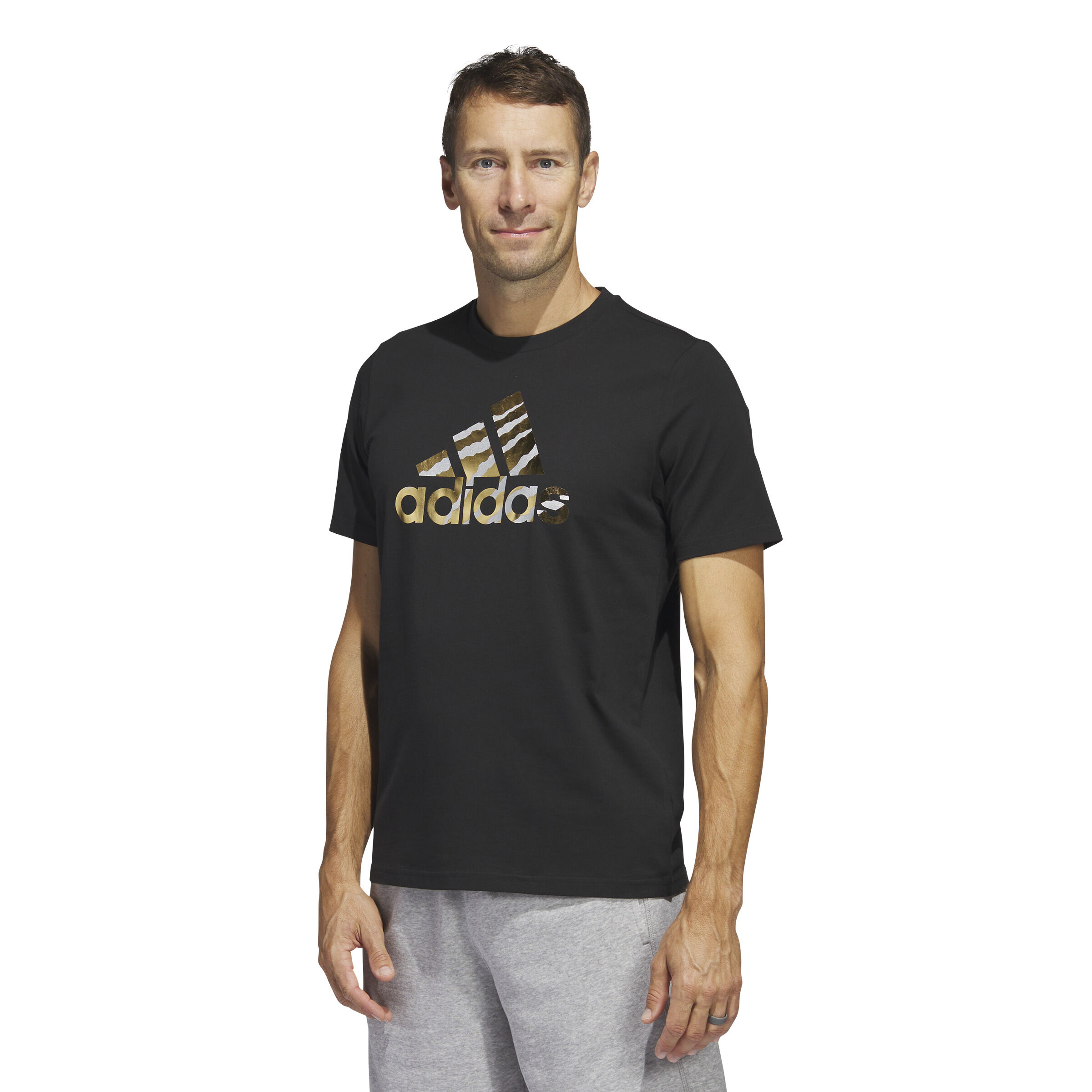 Adidas t shirt gold logo cheap