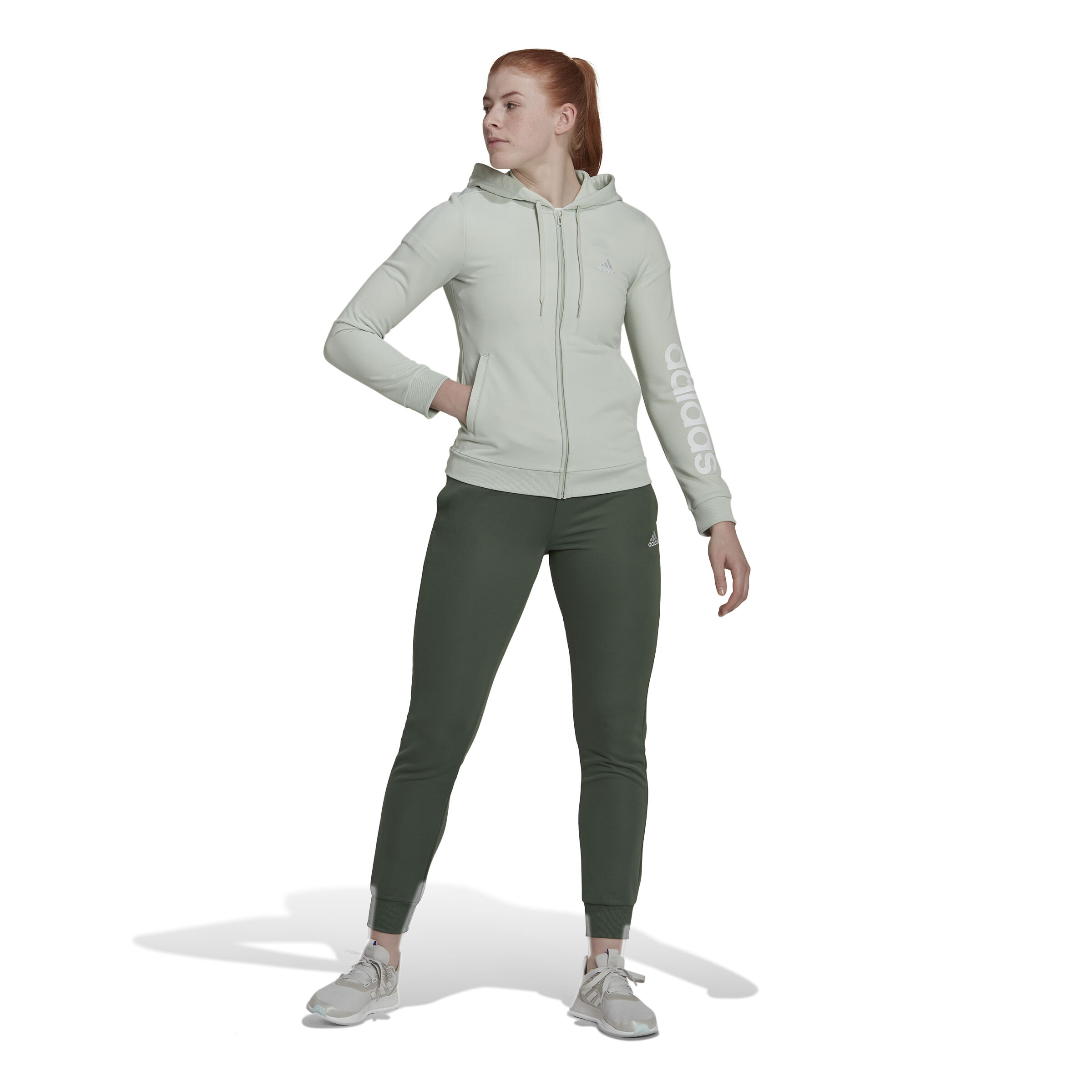 adidas Linear French Terry Trainingsanzug Damen Gr n online kaufen